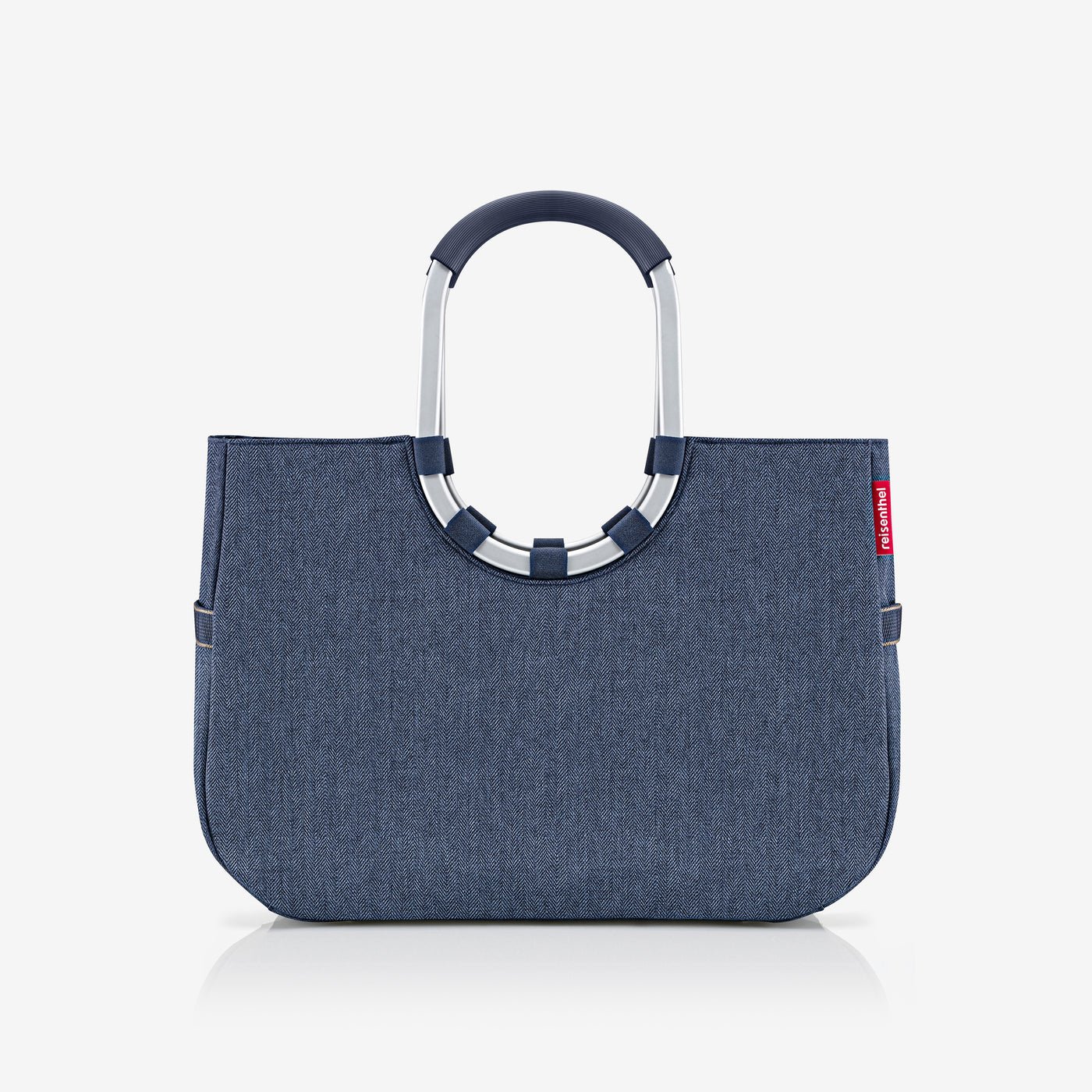 loopshopper L herringbone dark blue  cycle Basket-style handbag