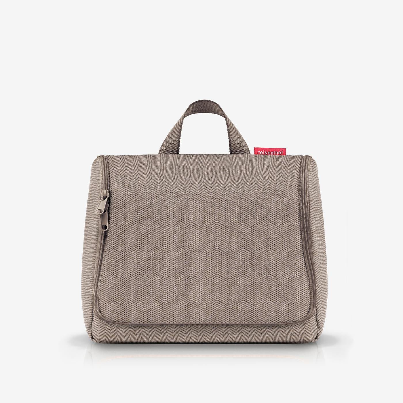 toiletbag XL herringbone mokka  goorming kit    waterprooof    wash bag